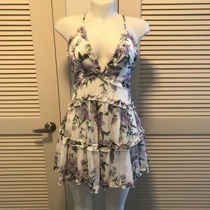 White Tiered Ruffled V-neck Mini Dress